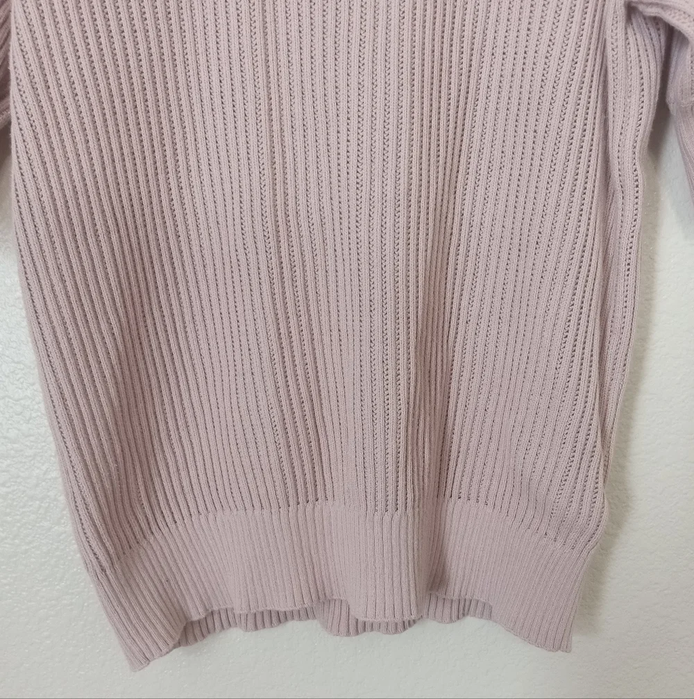 Express Ribbed Knit Puff Sleeve Soft Pale Mauve Top - Picture 5 of 8